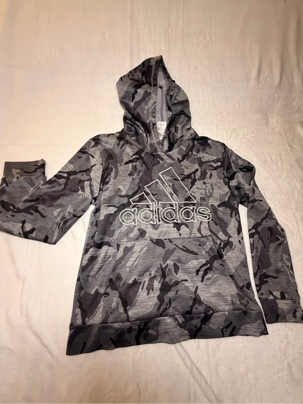 Adidas Boys Gray Camo Hoodie with Logo size: L